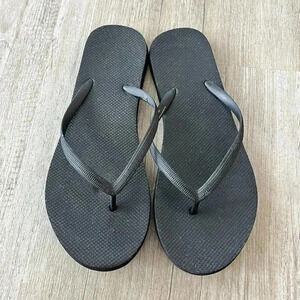 Womens Shade & Shore Black Flip Flops - 10